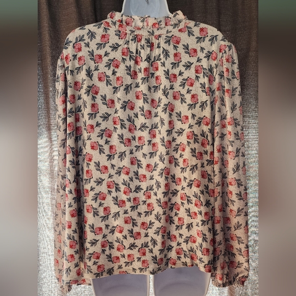 LOFT mixed media long sleeve blouse - Picture 2 of 3